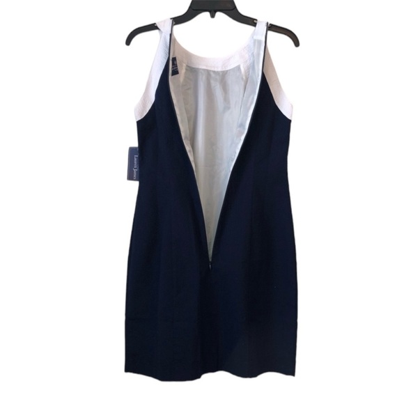NWT Lauren James Arden Solid Seersucker Dress in Navy and White Contrast size XS - Picture 10 of 12